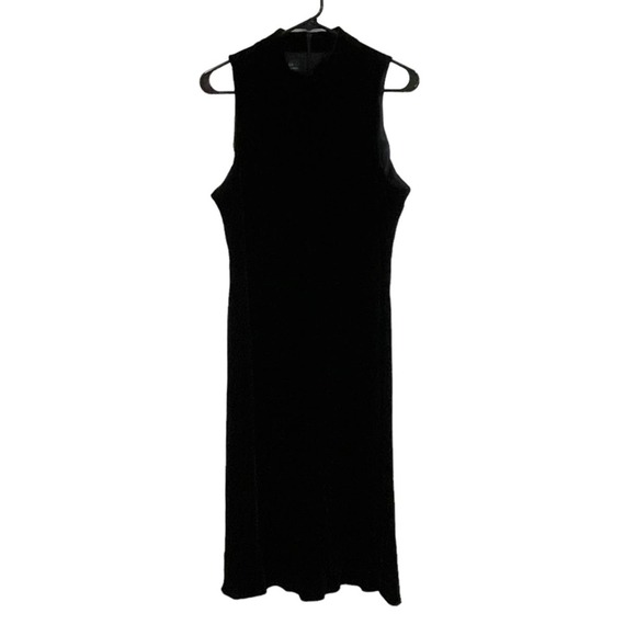 Lauren Ralph Lauren Vintage Black Velvet High Neck Knee Length Dress Size 16 - Picture 3 of 7